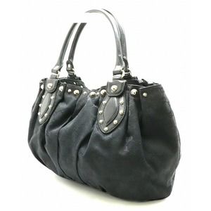 Gucci Studded Leather Bag Black GG Tote Handbag